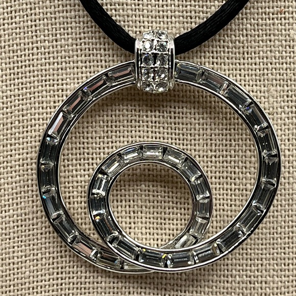 Nolan Miller Pave Circle Pendant Necklace Set – 16", 4 Cords, Box & Certificate - Picture 2 of 12